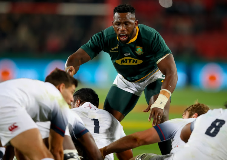 Springbok captain Siya Kolisi during the test match between South Africa and England at Ellis Park on June 09, 2018 in Johannesburg, South Africa.