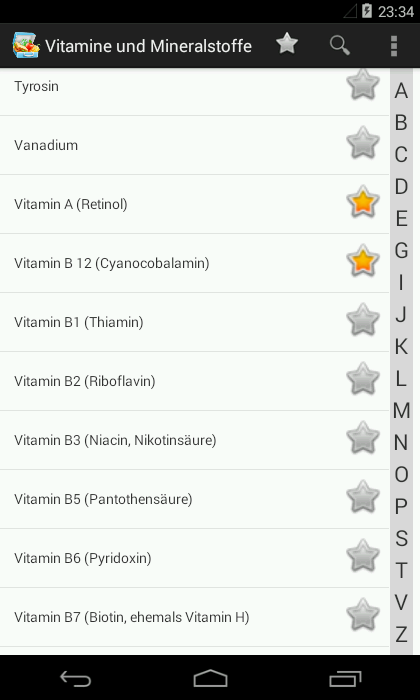 Android application Vitamins and Minerals screenshort