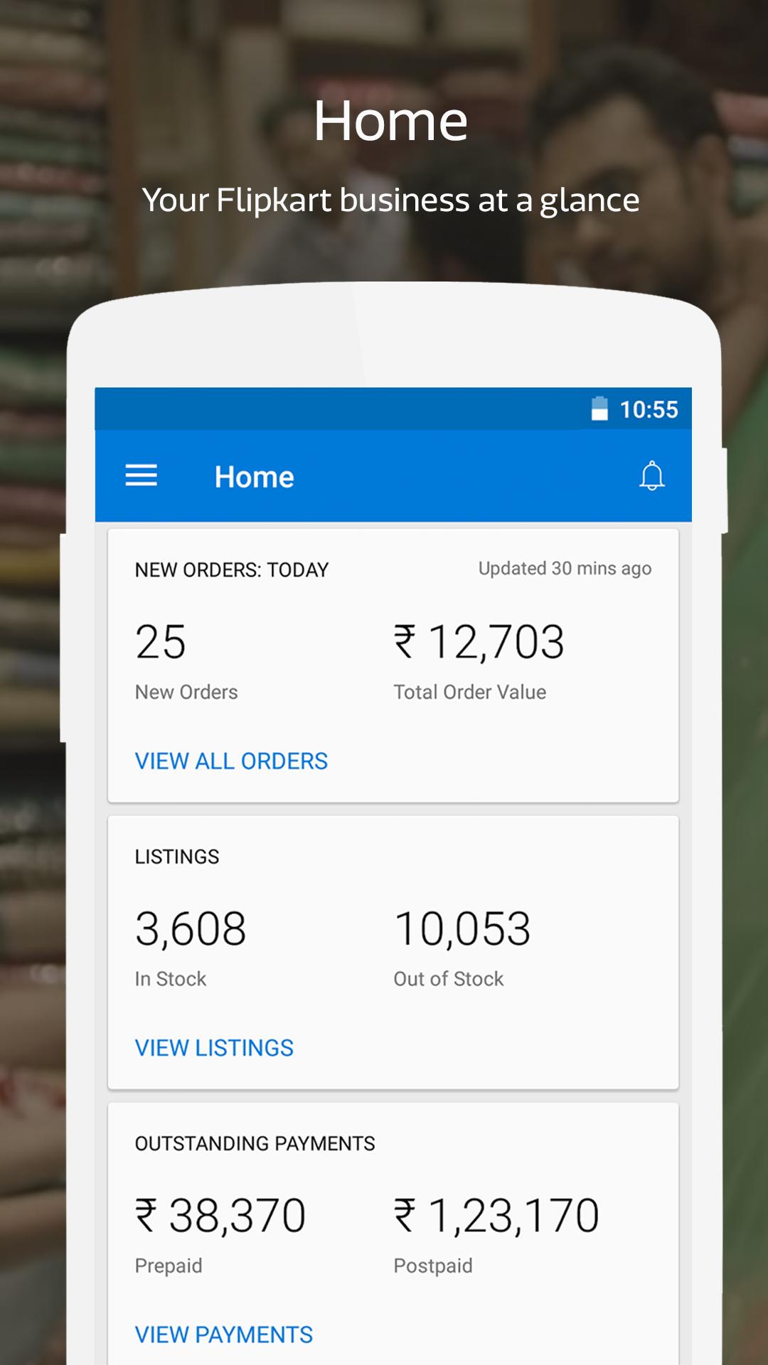 Android application Flipkart Seller Hub screenshort