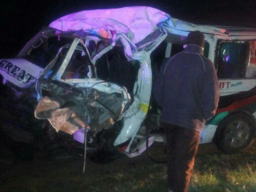 The wreckage of a matatu that rammed a trailer in Salgaa, November 19, 2017. /COURTESY