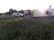 The bus overturned on Alma Road in Welkom around 04:50am on Monday. 