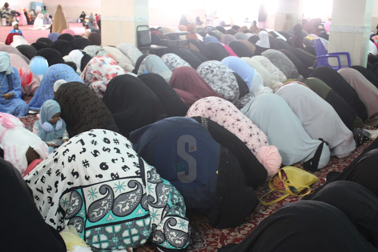 Muslim women during a prayer session to mark the end of the holy fasting month of Ramadhan at Jamia mosque, Nairobi on April 10, 2024
