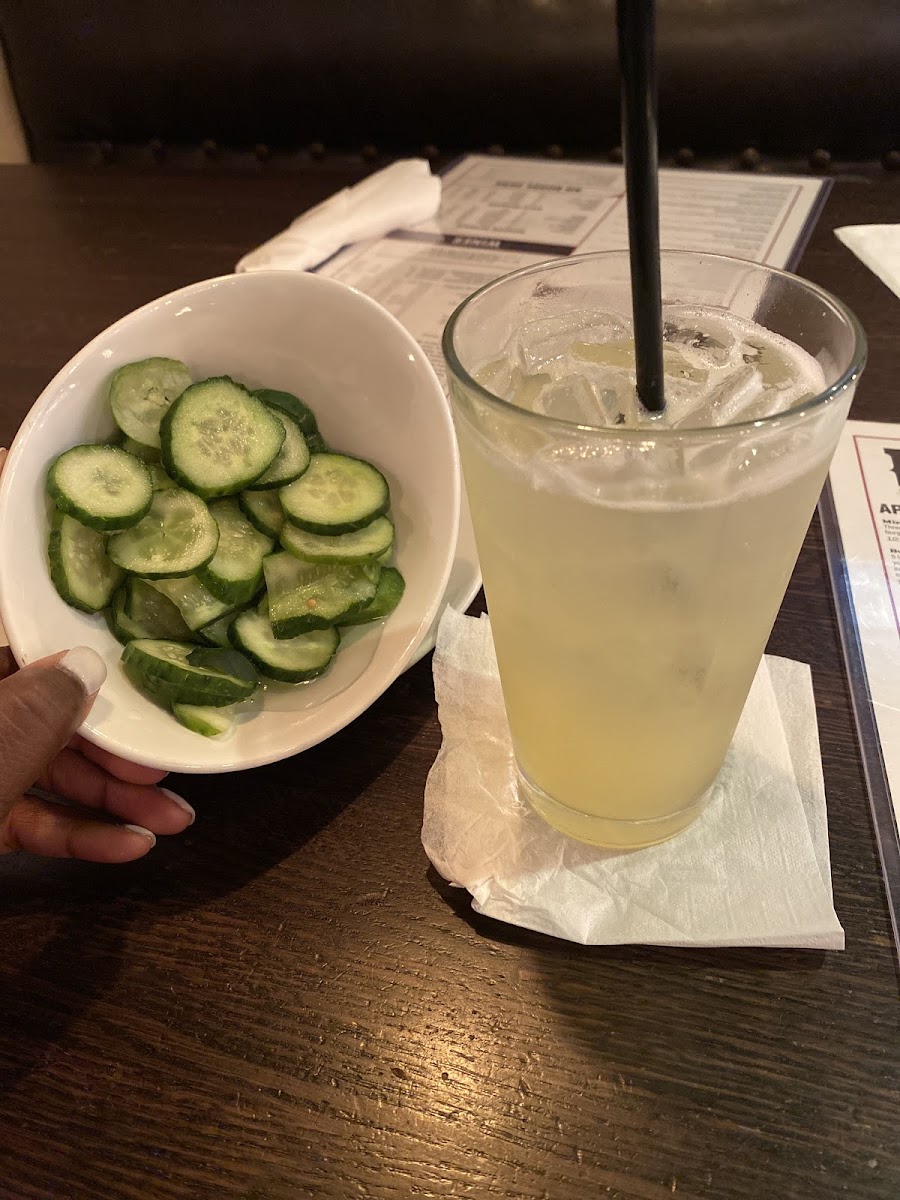 Love the pickles to start and that Margarita with Cuevo tequila is the best