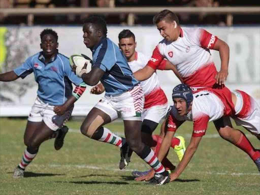 Kenya's Chipu in action against Tunisia in a past under 20 rugby competion
