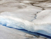 Picture of crevasses and drain holes of the Perito Moreno glacie. File picture