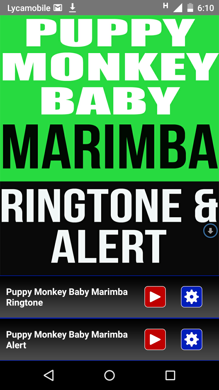 Android application Puppy Monkey Baby Marimba Tone screenshort