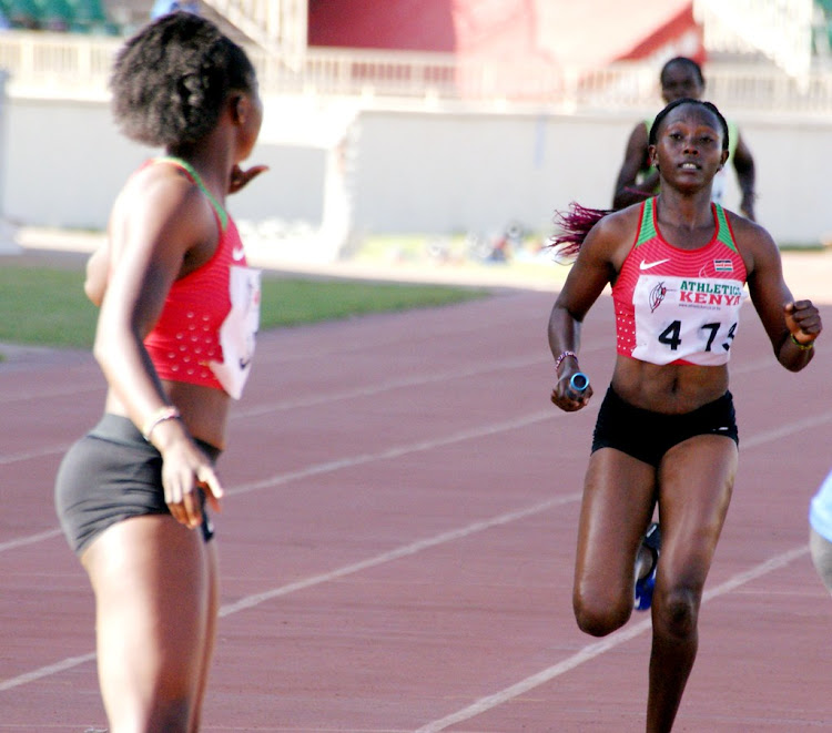 400m athlete Veronica Mutua (475) in a past relay championship