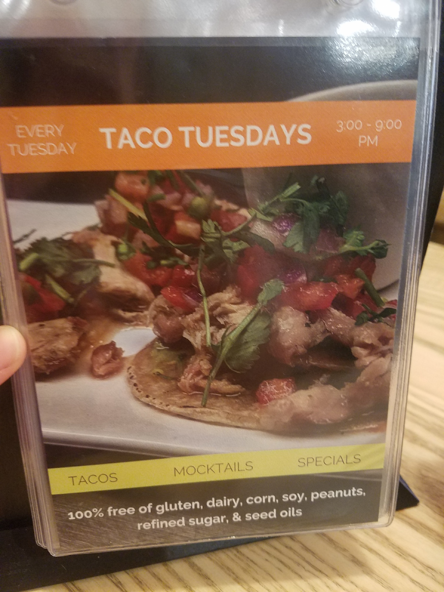 They have taco Tuesday with cassava flour tortillas!!