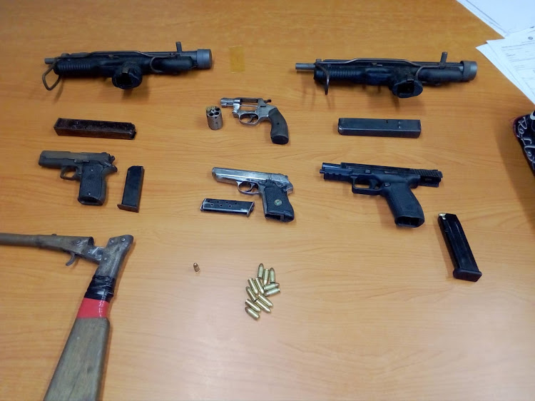During their search operation in Leiden, Cape Town, officers found six firearms, including two Uzis, 30 live 9mm rounds and one 2.2 round.