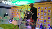 SA Football Association vice-president Ria Ledwaba speaks to the media during the sponsorship announcement of insurance company OUTsurance as Safa House in Johannesburg on September 11 2018.