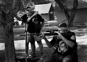 A member of Vaal Side Chapter of the Crusaders partakes in a pellet gun shooting competition during a camping trip in Villiers, which was hosted by the West Side Chapter.