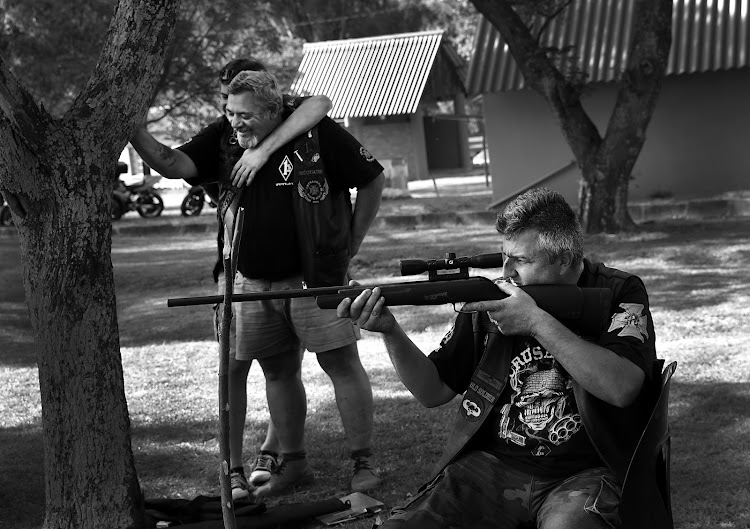 A member of Vaal Side Chapter of the Crusaders partakes in a pellet gun shooting competition during a camping trip in Villiers, which was hosted by the West Side Chapter.