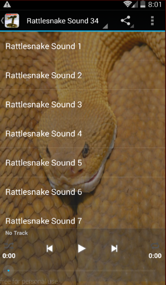 Android application Rattlesnake Sounds screenshort