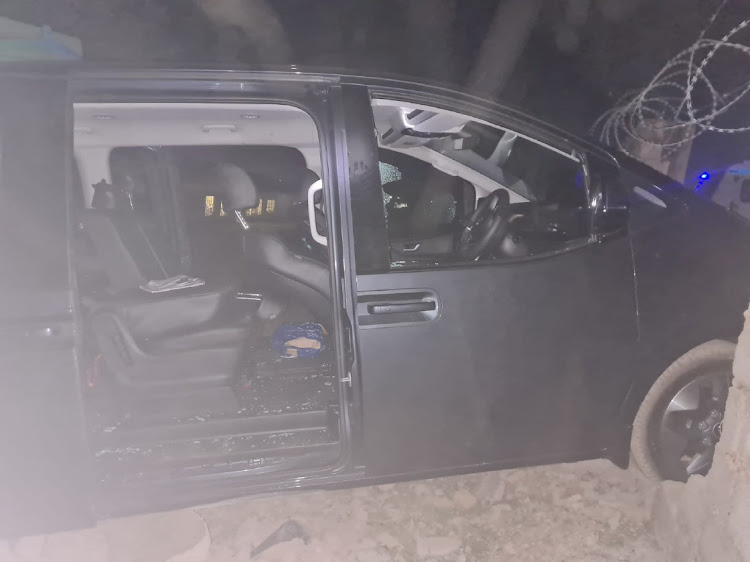 A handout image shows the minibus in which a German tourist was shot dead in an attempted hijacking near the Numbi Gate of the Kruger National Park. Picture: SOUTH AFRICAN POLICE SERVICES/HANDOUT via