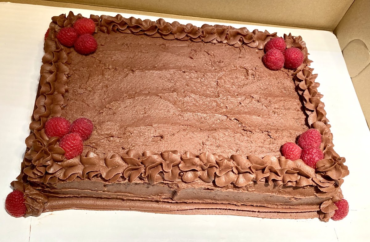 Chocolate on Chocolate Cake w raspberries