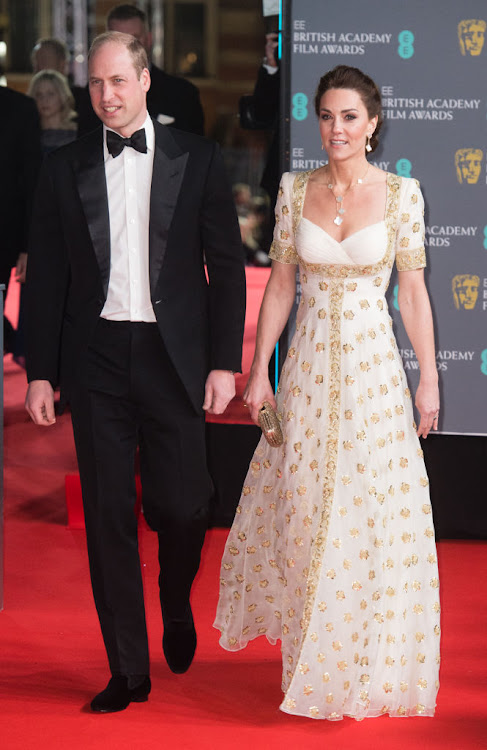 Prince William and his wife, Kate Middleton, at the 2020 Baftas. The Duchess of Cambridge is rewearing an Alexander McQueen gown she first wore to a state dinner in 2012.