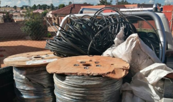 Some of the suspected stolen copper wire discovered by police at a house in Polokwane.