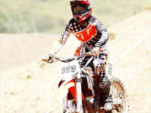 Ngugi Waweru competes in the MX 125 category during the Kenya Motocross championships at Jamhuri Park in Nairobi, February 1, 2015. /PIC-CENTRE