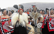 ROYAL UNION: Queen Zola Mafu and King Goodwill Zwelithini on their wedding day yesterday Picture: TEBOGO LETSIE