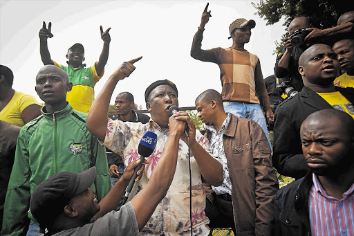 ANCYL president Julius Malema and followers. File photo.