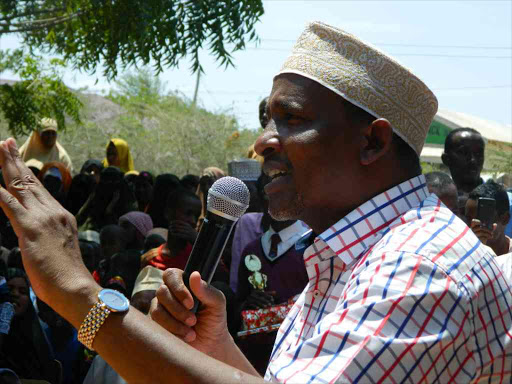 Garissa Township MP and Majority Leader of the National Assembly Aden Duale at a past function in the constituency. /STEPHEN ASTARIKO