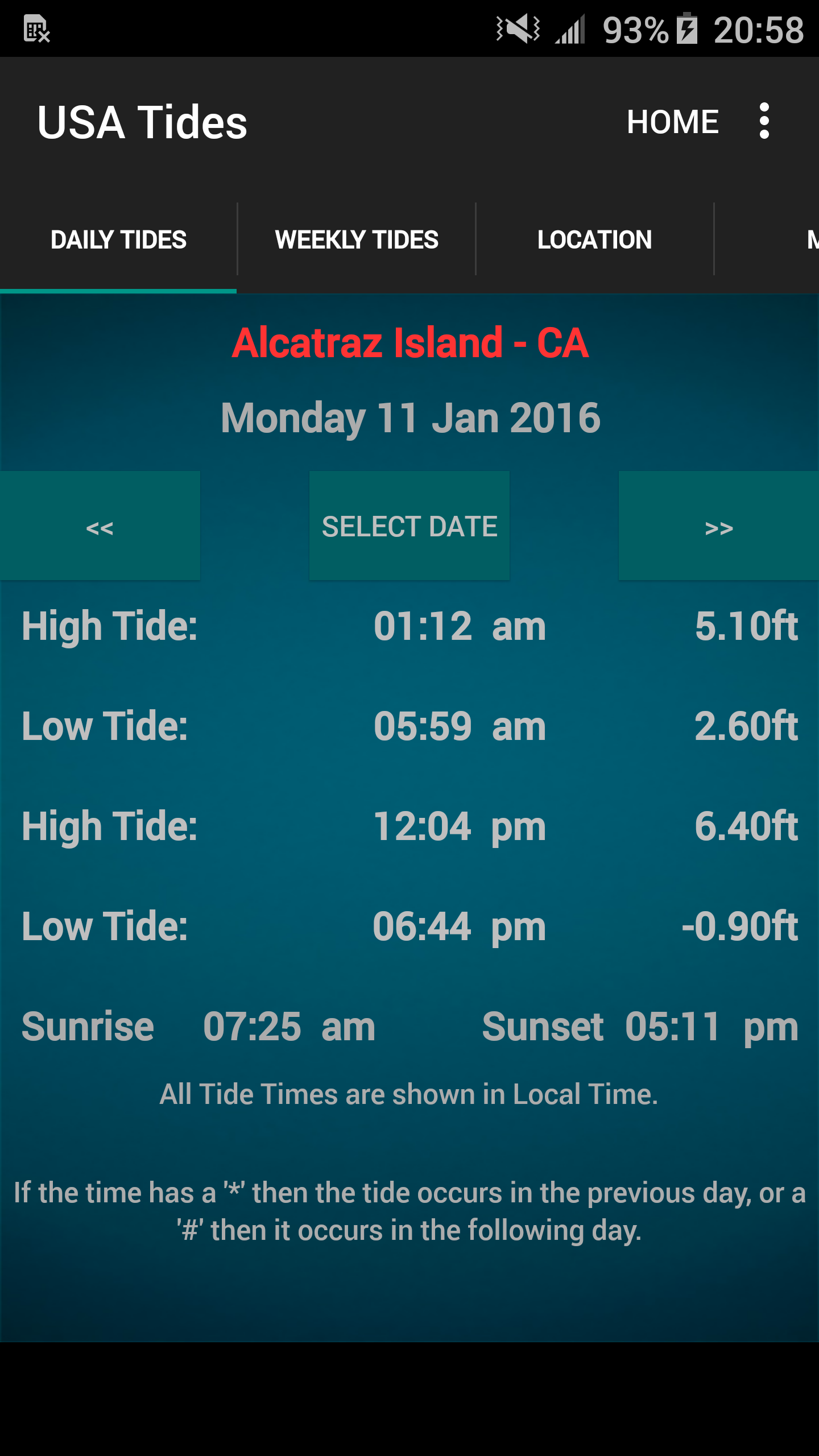 Android application USA Tide Times screenshort
