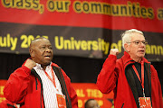 July 08,2015. YOUNG IDEAS:  SACP  general secretary Blade Nzimande and Jeremy Cronin at the party’s third special congress in Soweto. Pic: Vathiswa Ruselo. © Sowetan.