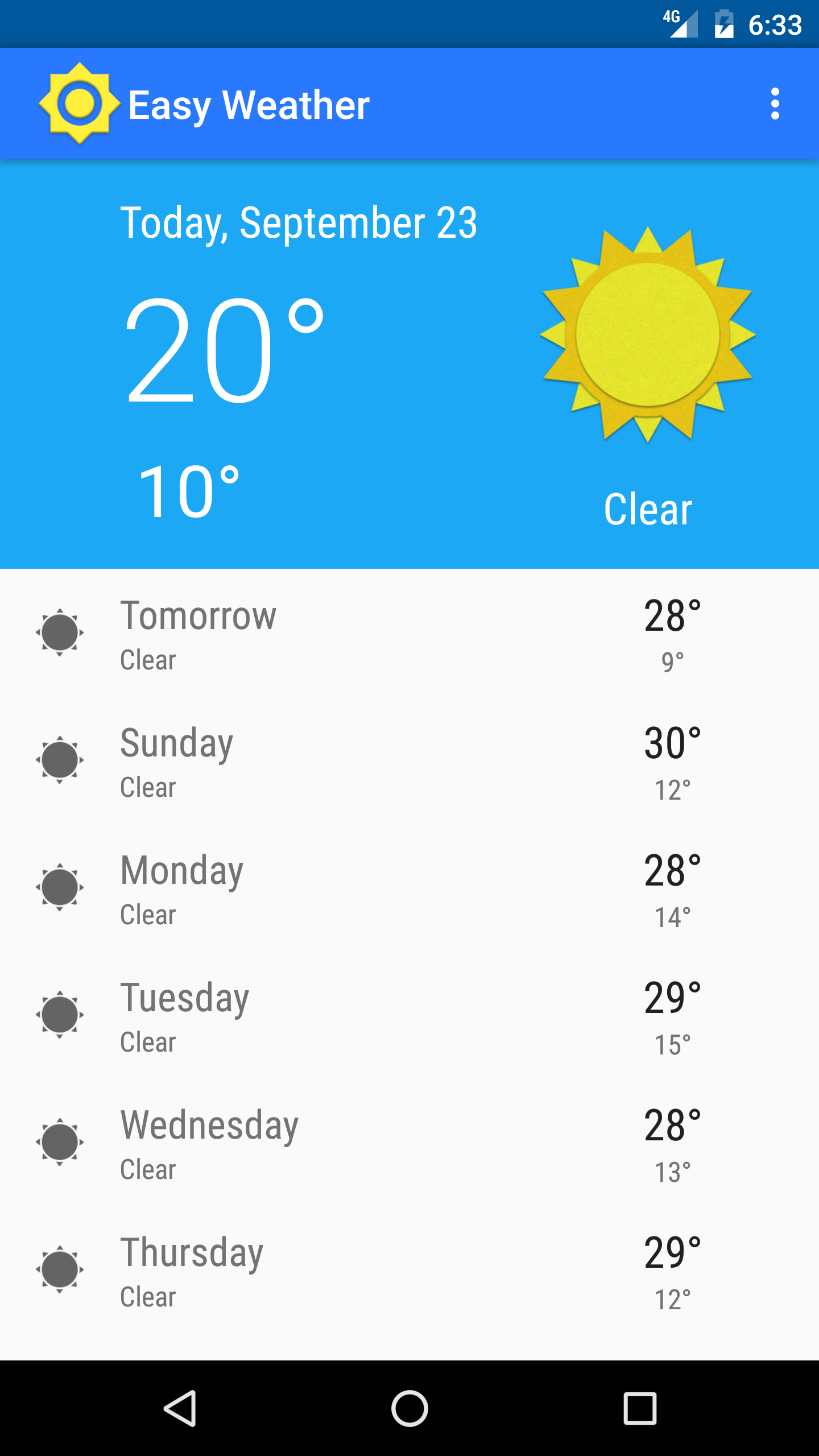 Android application Easy Weather screenshort