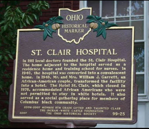 OHIO HISTORICAL MARKER ST. CLAIR HOSPITAL In 1911 local doctors founded the St. Clair Hospital. The home adjacent to the hospital served as residence home and training school for nurses. In 1940....