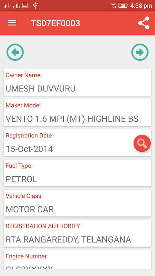 Check Vehicle Registration Owner RTO Details — приложение на Android