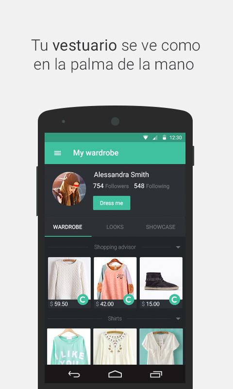 Android application Cluise - wardrobe assistant screenshort