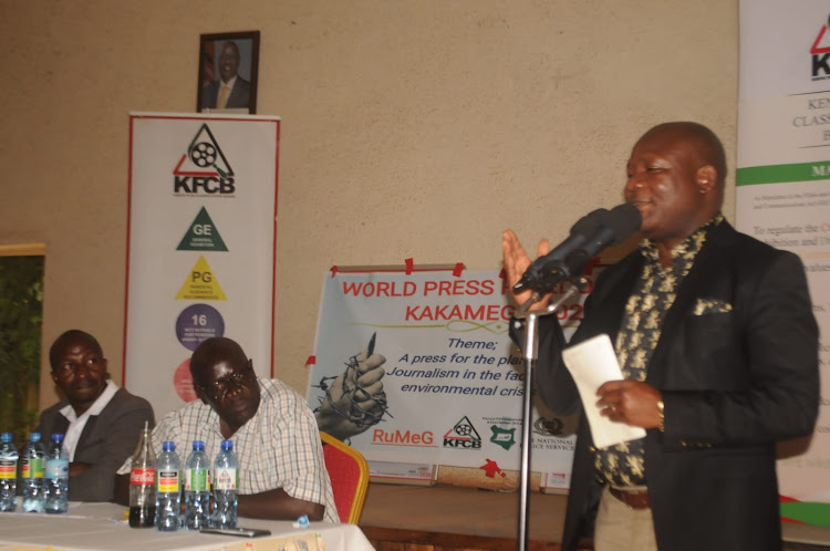 Kakamega Governor Fernandes Barasa during this year’s World Press Freedom Day graced by Kakamega journalists at Magharibi hall on Friday, May 3, 2024.