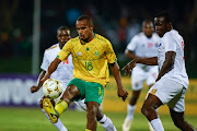 Iqraam Rayners in action for Bafana Bafana in their 2023 Cosafa Cup match against Eswatini at Princess Magogo Stadium in Durban in July 2023.