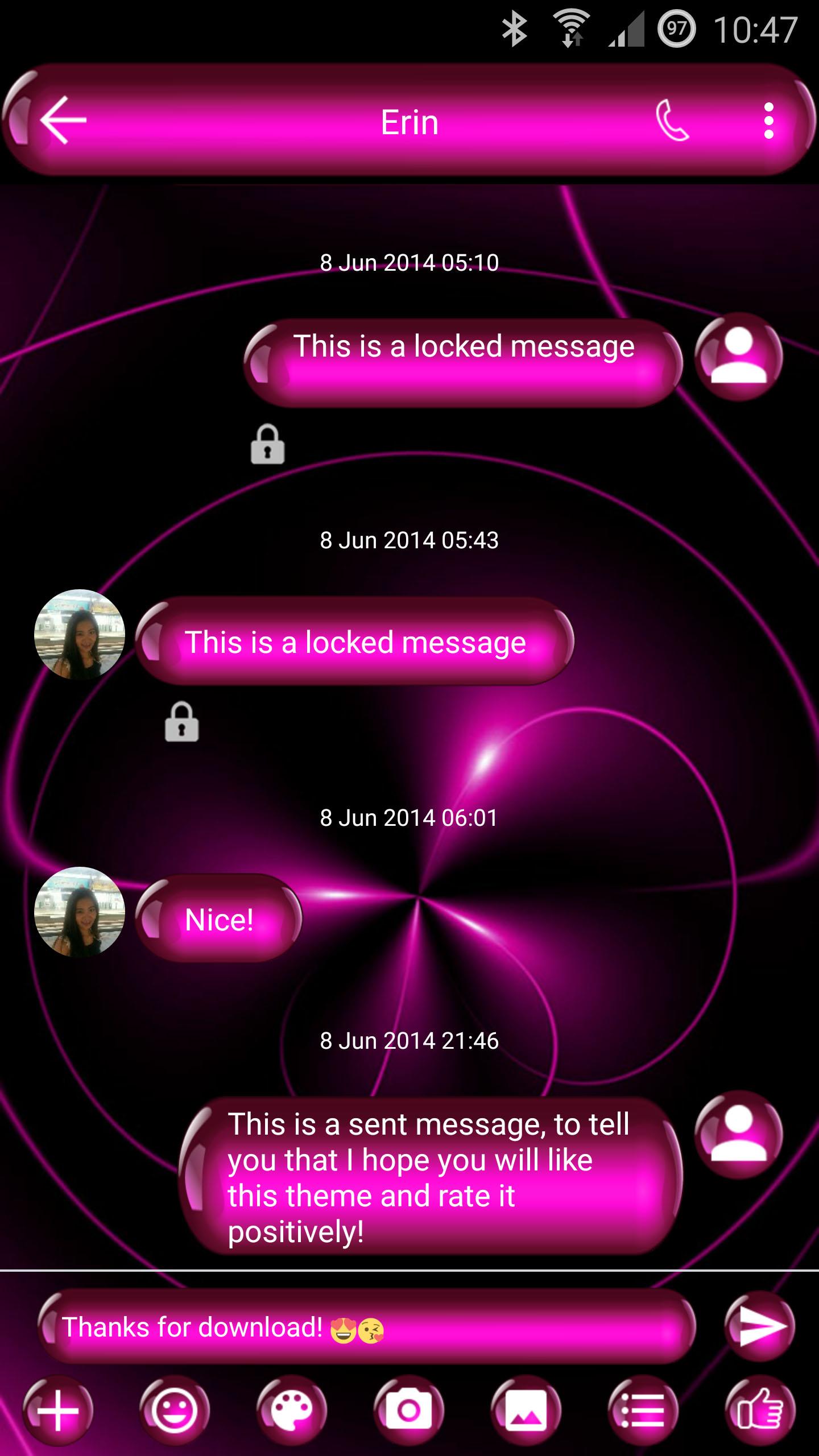 Android application SMS Messages Spheres Pink Theme screenshort