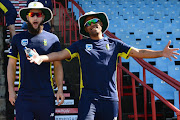 Wayne Parnell and Dane Piedt of the Proteas during the South African national cricket team practice session and press conference at SuperSport Park on August 26, 2016 in Pretoria, South Africa. (Photo by Lee Warren/Gallo Images)