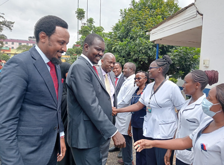 Senate health committee led by Uasin Gishu senator Jackson Mandago visits Kiambu level 5 hospital to assess the impact of health workers strike on service delivery.