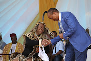 Business mogul Patrice Motsepe greets Zulu King Goodwill Zwelithini during his 70th birthday celebrations at Enyokeni palace in Nongoma, KwaZulu-Natal.