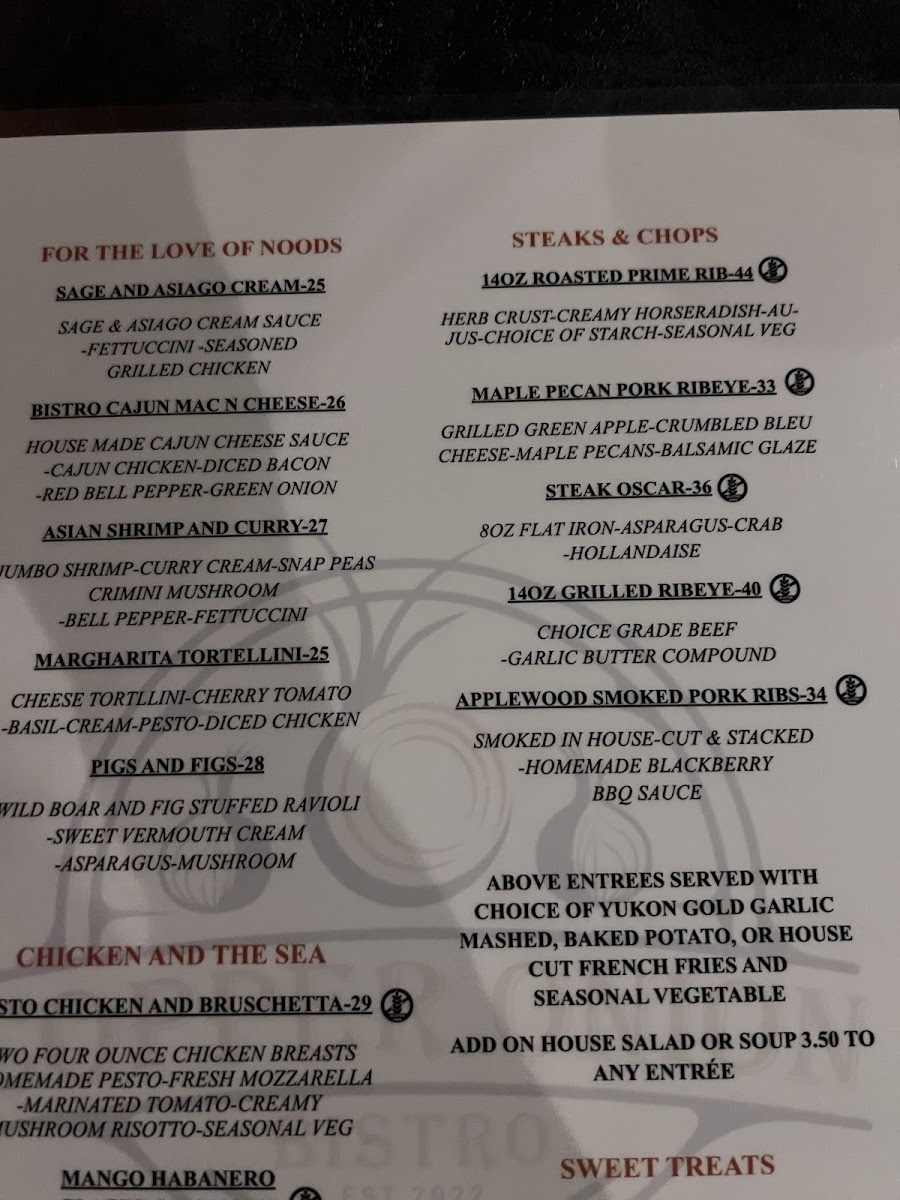 Copper Onion Bistro gluten-free menu