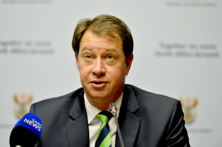 South African Rugby Union chief executive, Jurie Roux during the RWC 2023 Media Conference at Imbizo Media Centre, Parliament on October 31, 2017 in Cape Town, South Africa.