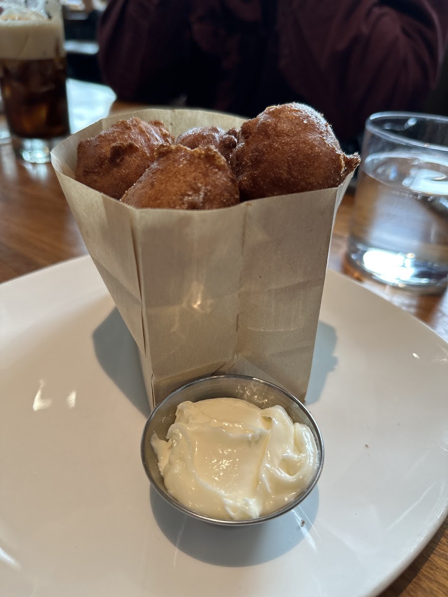 GF donuts with cream cheese dipping sauce