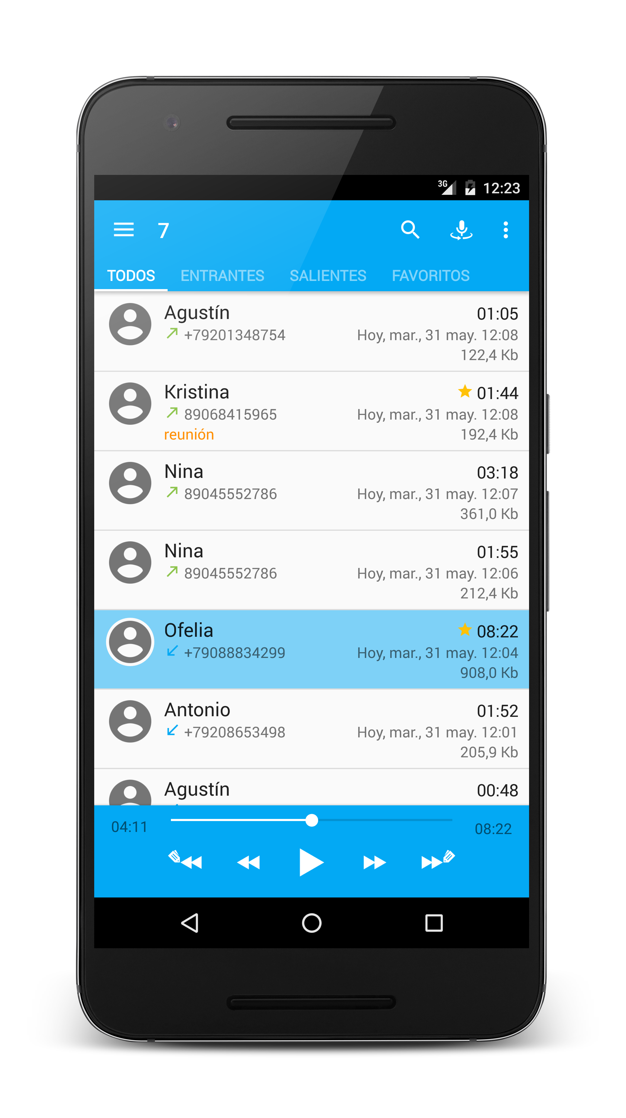 Android application Call recorder: CallRec screenshort