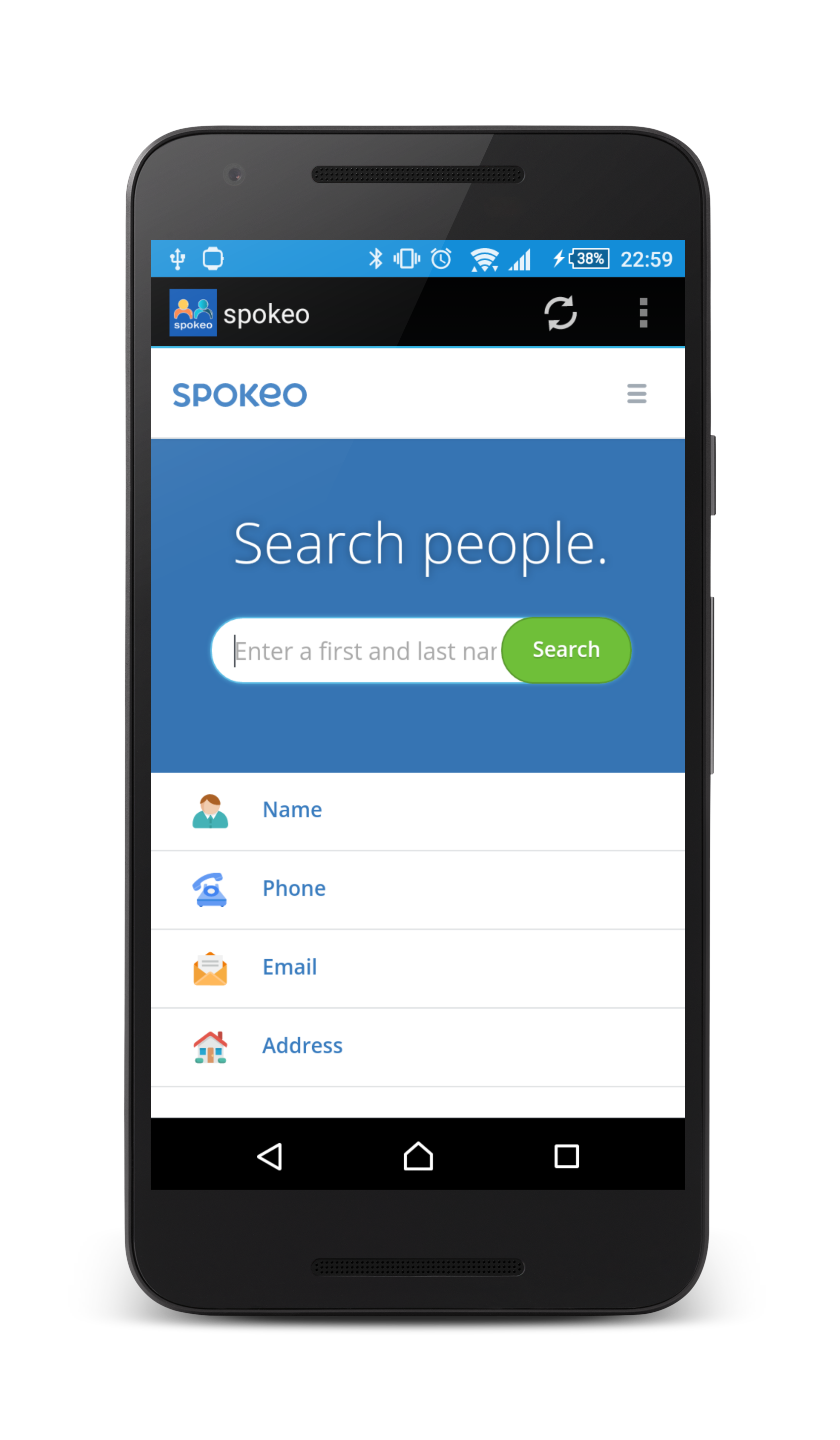 Android application spokeo screenshort