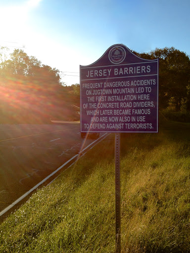 Frequent dangerous accidents on Jugtown Mountain led to the first installation here of the concrete road dividers, which later became famous and are now also in use to defend against terrorists.NJ...