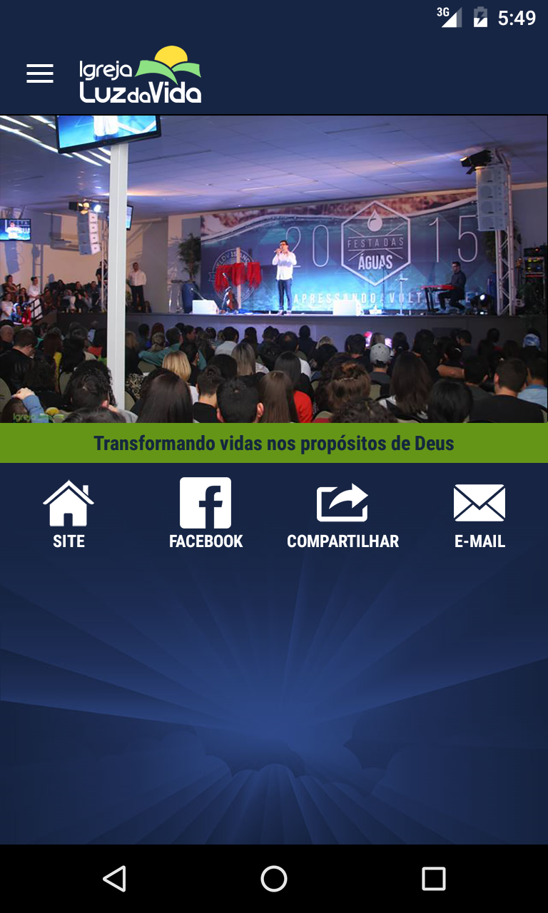 Android application TV Igreja Luz da Vida screenshort