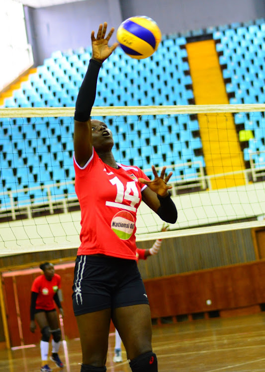 Mercy Moim in action during a training session with Malkia Strikers.