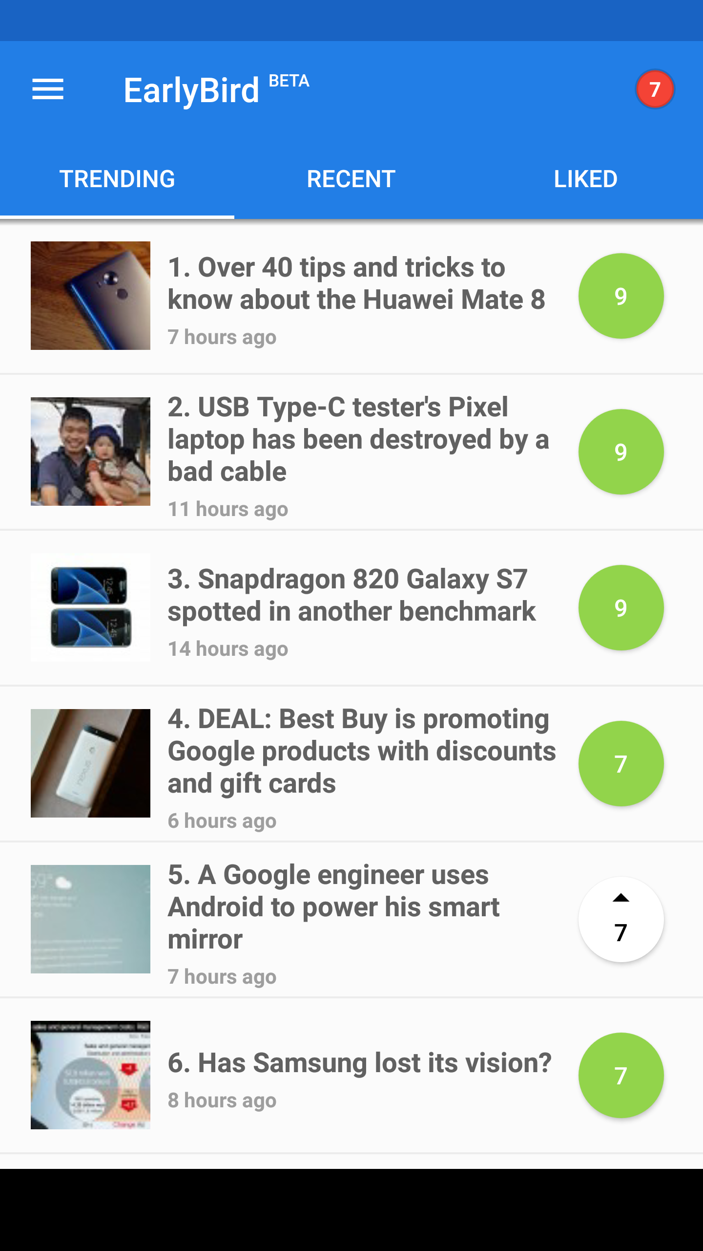 Android application EarlyBird - News for Android™ screenshort