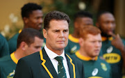 Rassie Erasmus, the South Africa Springbok head caoch looks on during the South Africa media session held at the Pivot Hotel on June 8, 2018 in Montecasino, South Africa. 