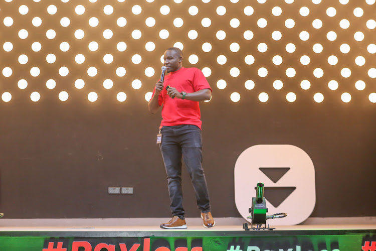 Payless Africa project lead Derrick Gakuu speaking during the launch event in Nairobi on May 2.