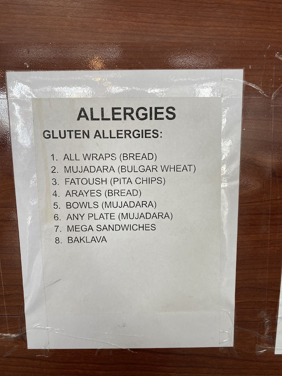 Gluten-Free at HAIFA FALAFEL