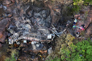The burnt remains of the bus that was taking Easter pilgrims from Botswana to Moria, after it crashed near Mamatlakala in Limpopo.